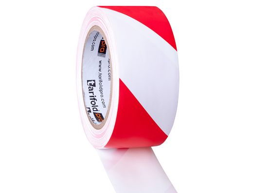 Cinta adhesiva tarifold seguridad para marcaje y señalizacion de suelo 33 mt x 50 mm color blanco/rojo