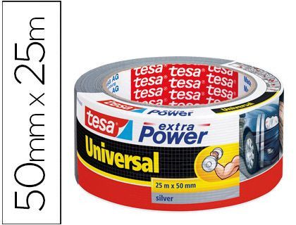 Cinta Adhesiva Tesa Americana 25 Mt X 50 mm Extra Power Color Plata