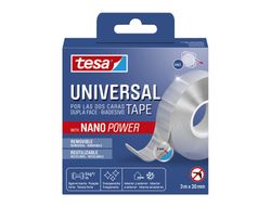 Cinta adhesiva tesa doble cara nano universal transparente 3 mt x 30 mm