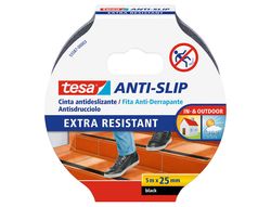 Cinta antideslizante adhesiva tesa uso interior / exterior color negro 5 mt x 25 mm