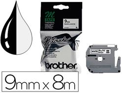 Cinta Brother Mk-221 Blanco-Negro 9Mm Longitud 8 Mt