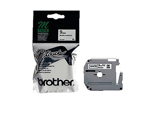 Cinta Brother Mk-221 Blanco-Negro 9Mm Longitud 8 Mt