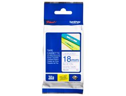 Cinta brother tze-243 laminada azul-blanco 18 mm 8mts