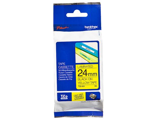 Cinta brother tze-651 amarillo/negro 24mm longitud de 8mts