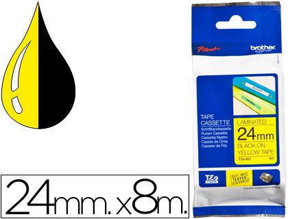 Cinta brother tze-651 amarillo/negro 24mm longitud de 8mts