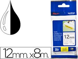 Cinta Brother Tze-S231 Blanco-Negro 12Mm Longitud 8 Mt Superadhesiva