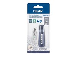Cinta correctora milan 5 mm x 6 m coleccion 430 since 1918 azul marino blister de 1 unidad + 1 recambio