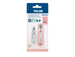 Cinta correctora milan 5 mm x 6 m coleccion 430 since 1918 rosa blister de 1 unidad + 1 recambio