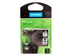 Cinta D1 Poliéster 12mm x 5,5m Negro sobre Blanco Dymo