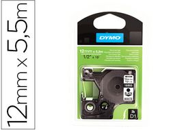 Cinta D1 Poliéster 12mm x 5,5m Negro sobre Blanco Dymo