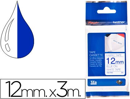 Cinta de tela para rotuladoras azul sobre blanco TZ-FA3 Brother