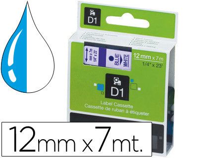 Cinta Dymo D1 12mm x 7 m Azul sobre Blanco