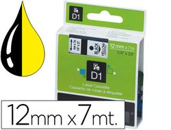 Cinta Dymo D1 12mm x 7 m Negro sobre Amarillo