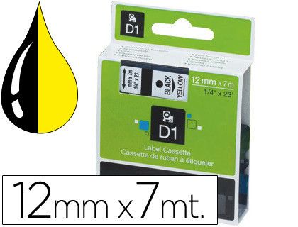 Cinta Dymo D1 12mm x 7 m Negro sobre Amarillo