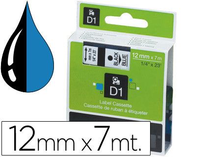 Cinta Dymo D1 12mm x 7 m Negro sobre Azul