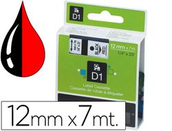 Cinta Dymo D1 12mm x 7 m Negro sobre Rojo