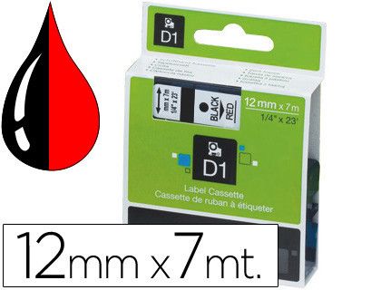 Cinta Dymo D1 12mm x 7 m Negro sobre Rojo