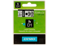 Cinta Dymo D1 12mm x 7 m Negro sobre Transparente