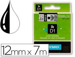Cinta Dymo D1 12mm x 7 m Negro sobre Transparente