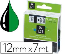 Cinta Dymo D1 12mm x 7 m Negro sobre Verde