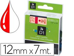 Cinta Dymo D1 12mm x 7 m Rojo sobre Blanco