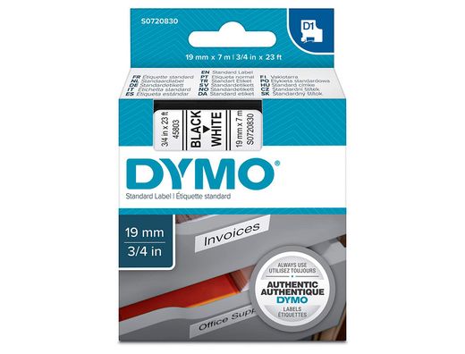 Cinta Dymo D1 19mm x 7 m Negro sobre Blanco