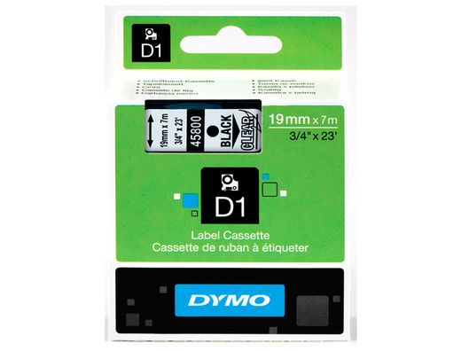 Cinta Dymo D1 19mm x 7 m Negro sobre Transparente