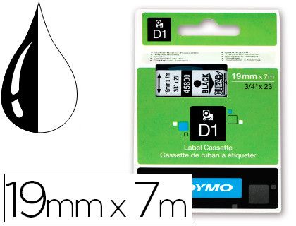 Cinta Dymo D1 19mm x 7 m Negro sobre Transparente