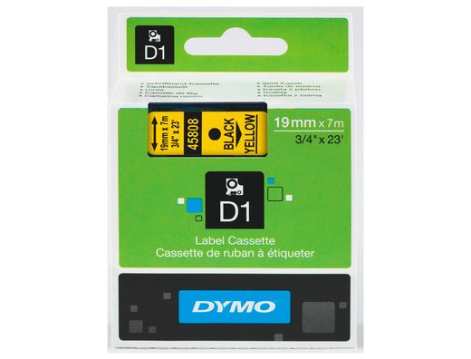 Cinta Dymo D1 9mm x 7 m Negro sobre Amarillo