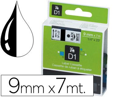 Cinta Dymo D1 9mm x 7 m Negro sobre Blanco