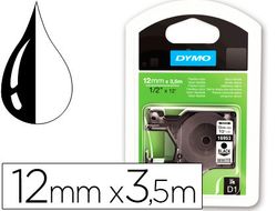 Cinta Dymo D1 Nylon 12mm x 3,5m Negro sobre Blanco