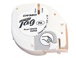 Cinta Dymo Letratag 12mm x 4m negro sobre blanco papel