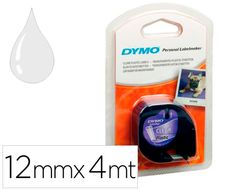 Cinta Dymo Letratag 12mm x 4m negro sobre transparente plástico
