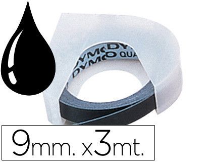 Cinta Dymo tradicional de 3 m. x 9 mm Color Negro