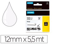 Cinta dymo vinilo blanco 12mm x 5,5mt para etiquetadora rhino