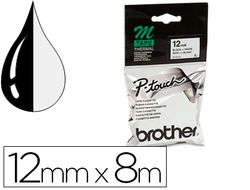 Cinta M Brother no laminada 12mm x 8m negro sobre blanco