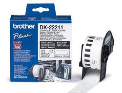 Cinta plastificada Brother 29mm x 15m negro sobre blanco