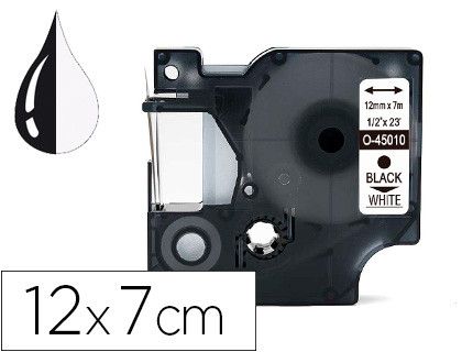 Cinta q-connect 1000 negro-blanco 12mm x 7mt d1