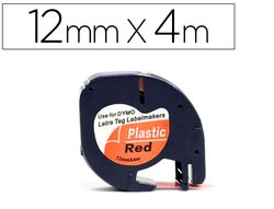 Cinta q-connect 12mm x 4mt negro-rojo cosmico para maquina letratag