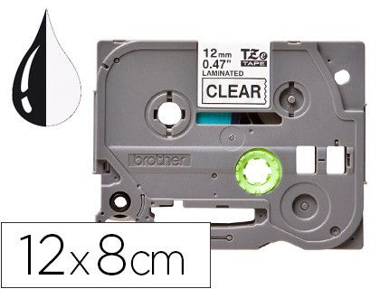 Cinta q-connect tze-131 transparente-negro 12mm longitud 8 mt