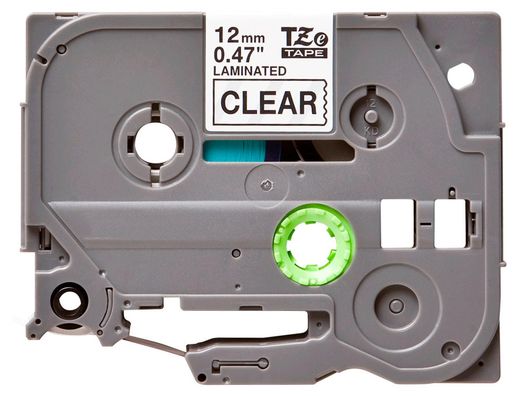 Cinta q-connect tze-131 transparente-negro 12mm longitud 8 mt