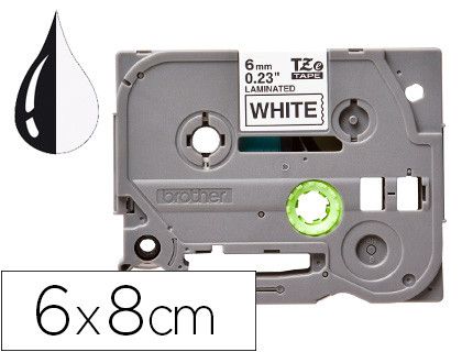Cinta q-connect tze-211 blanco-negro 6mm longitud 8 mt