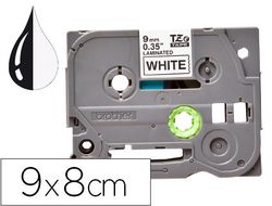 Cinta q-connect tze-221 blanco-negro 9mm longitud 8 mt