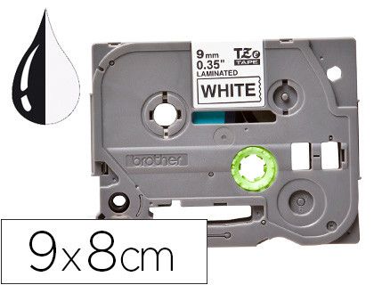 Cinta q-connect tze-221 blanco-negro 9mm longitud 8 mt