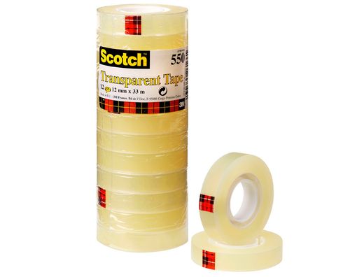 Cinta transparente Scotch 550 12mm x 33m (12 unidades)