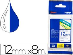 Cinta TZ Brother laminada 12mm x 8m azul sobre blanco