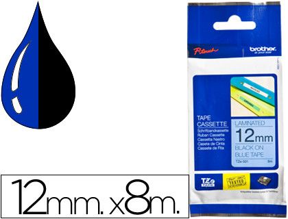 Cinta TZ Brother laminada 12mm x 8m negro sobre azul