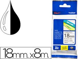 Cinta TZ Brother laminada 18mm x 8m negro sobre blanco