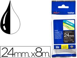 Cinta TZ Brother laminada 24mm x 8m blanco sobre negro