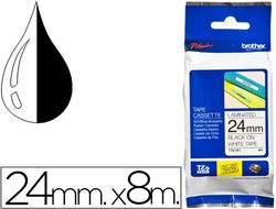Cinta TZ Brother laminada 24mm x 8m negro sobre blanco